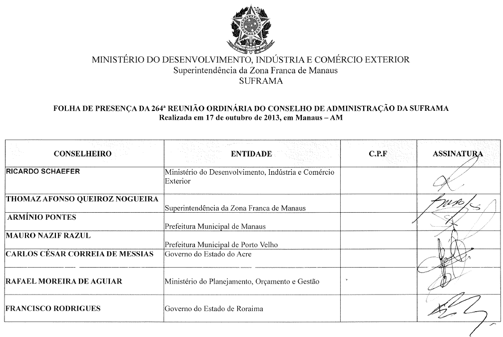 Parte do anexo contido no pedido de informações do protocolo nº 52750.000704/2016-79. Fonte: Superintendência da Zona Franca de Manaus.