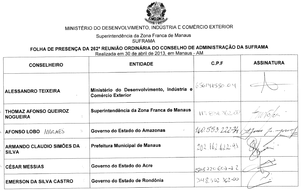 Parte do anexo contido no pedido de informações do protocolo nº 52750.000704/2016-79. Fonte: Superintendência da Zona Franca de Manaus.