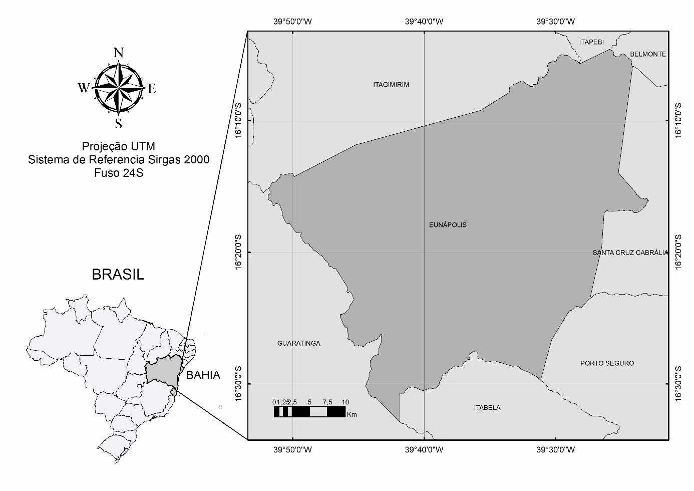 Localização do município de Eunápolis - Bahia. Fonte: IBGE (2015).