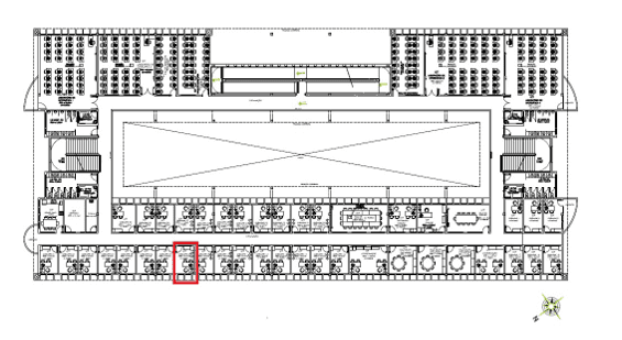 Identificação da sala escolhida na planta baixa do 1º Pav. do ICET