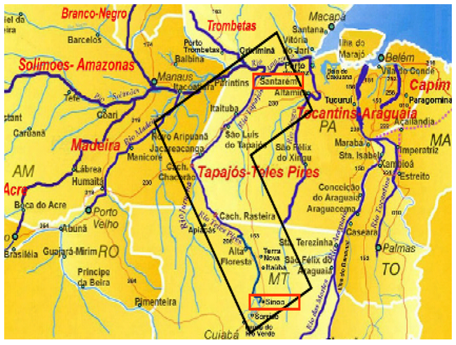 Figura 4 - Trecho previsto SINOP/SANTARÉM. Fonte: Ministério dos Transportes, 2010