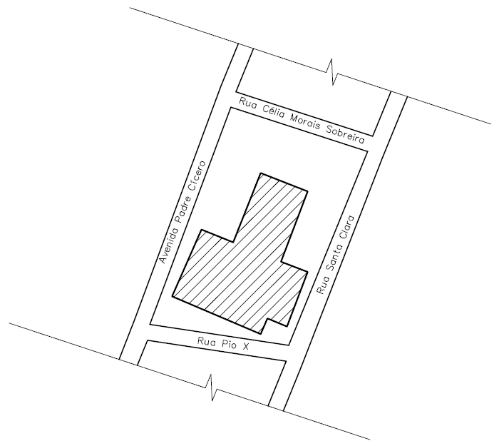 Figura 2 - Planta de situação da Igreja Sagrado Coração de Jesus (sem escala). Fonte: Autoria própria, (2017).