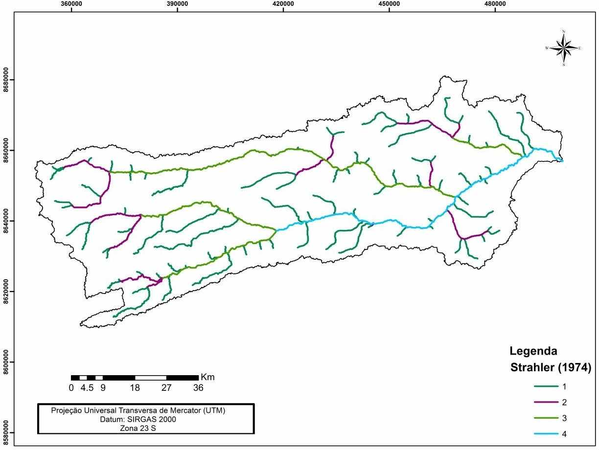 Figura 2: Ordenamento dos cursos d’água na bacia hidrográfica do rio de Ondas.