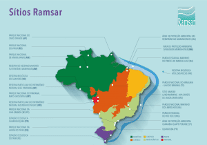 Figura 1 - Sítios Ramsar brasileiros. Fonte: Ministério do Meio Ambiente (2016). Sítios Ramsar. Disponível em: http://www.mma.gov.br/areas-protegidas/instrumentos-de-gestao/s%C3%ADtios-ramsar