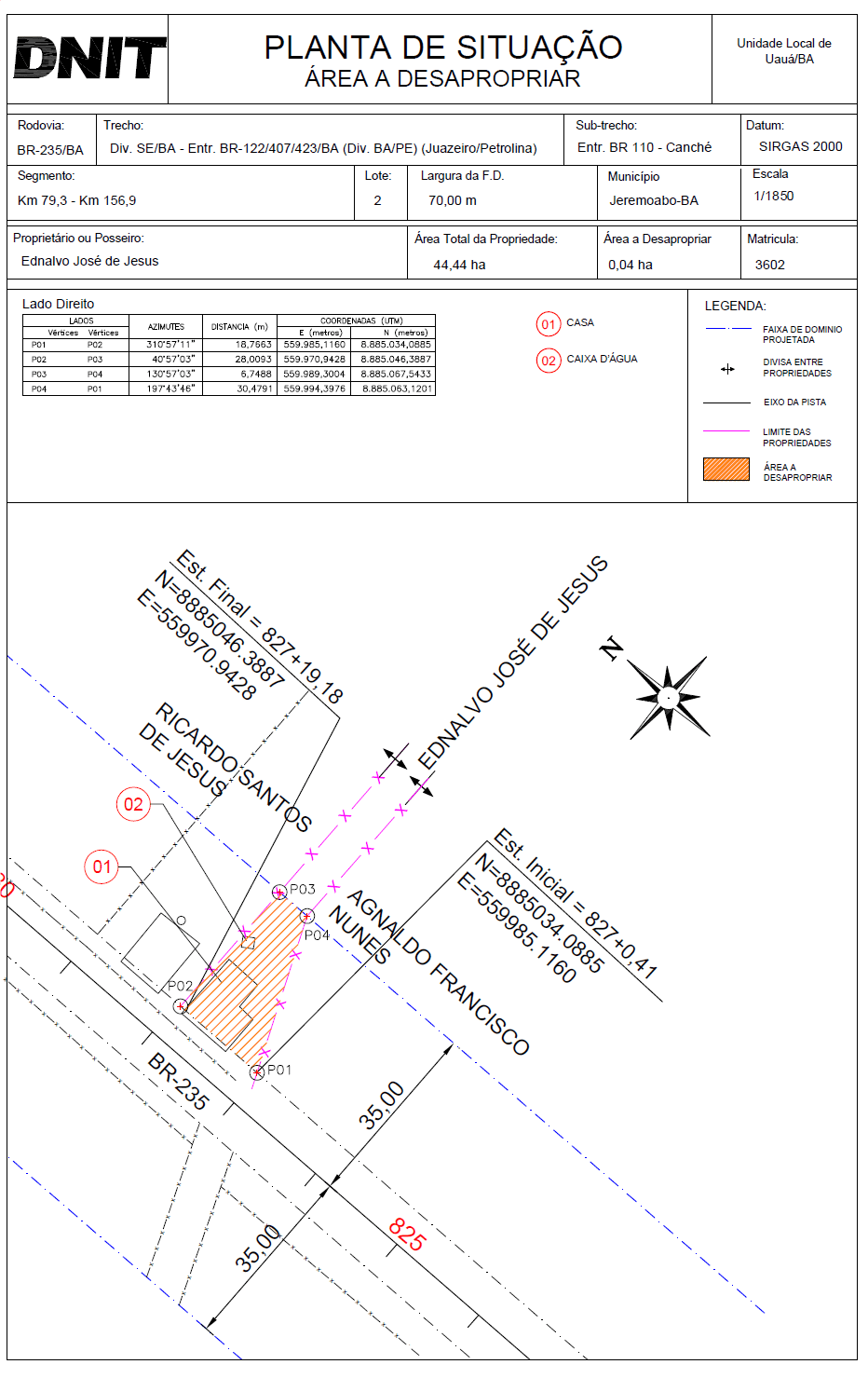 Figura 1 - Planta de localização da área desapropriada