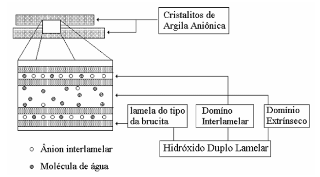 Figura 3 - Visão esquemática dos domínios de água nos HDLs, intrínseco e extrínseco. Fonte: CREPALDI & VALIM (1998).