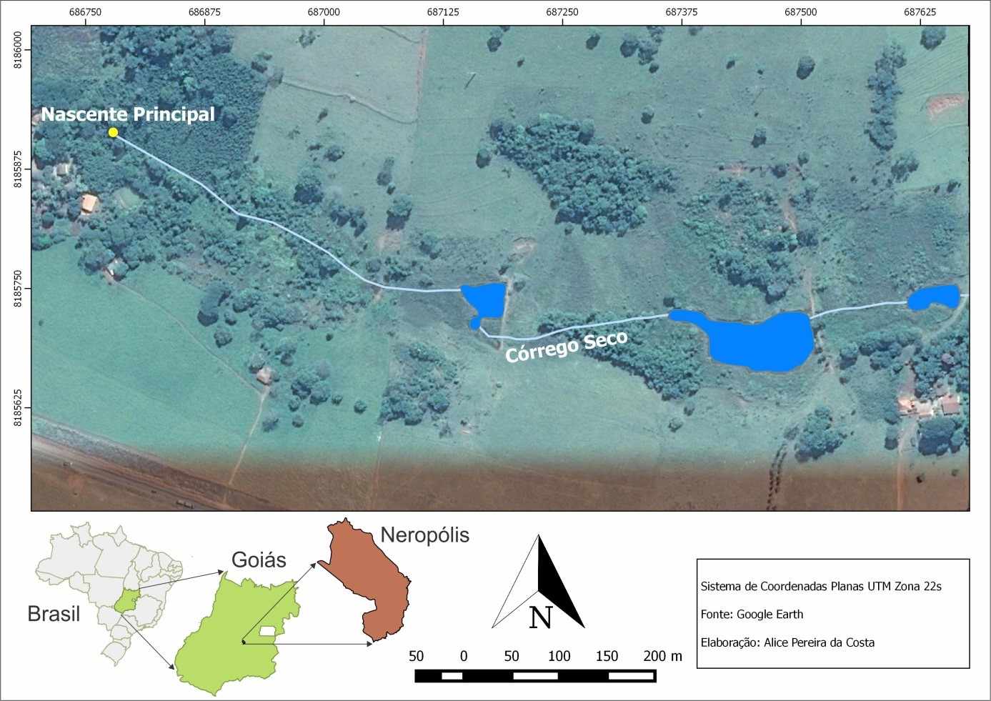 Figura 1 - Imagem de Satélite da Área de Estudo do Trecho 1. Fonte: Google Earth.