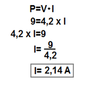 Figura 6 (b): Fórmula usada para cálculo de corrente elétrica. Fonte: (AUTOR, 2018)