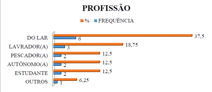 Gráfico 3 - Relação da Profissão/Ocupação das Vítimas de Escalpelamento Total com perda do pavilhão auricular. Fonte: GOMES; SOARES; SANTOS, 2017.
