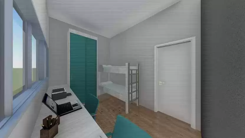 Figura 19– 3D interno do quarto. (Imagem desenvolvida pela autora do trabalho)