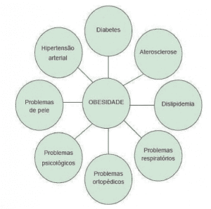 Figura 2: Diagrama das doenças relacionadas à obesidade infantil. Fonte: Silveira (2017, p. 62)