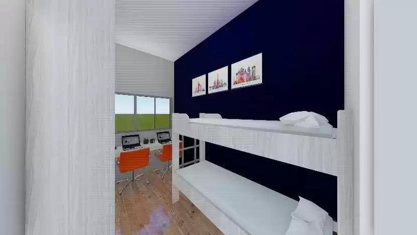 Figura 21 – 3D interno do quarto. (Imagem desenvolvida pela autora do trabalho)