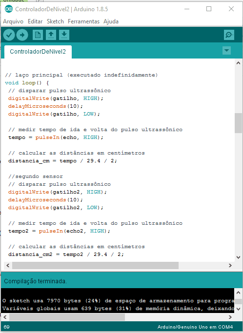 Figura 13: Software do arduino. Fonte: Elaborado pelo autor.