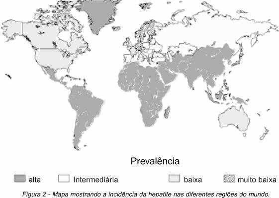 Figura da Incidência da hepatite A no mundo (PEREIRA,2003)