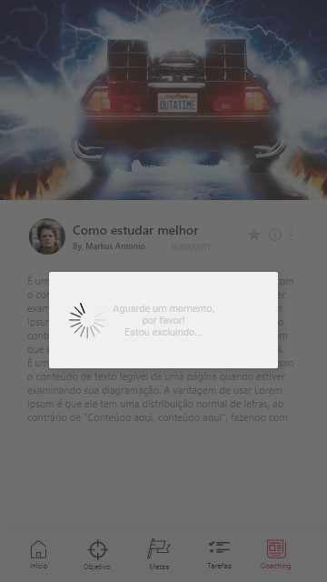 Figura 42: Tela com loading de excluir. Fonte: elaborada pelo autor