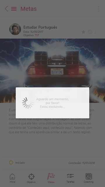 Figura 44: Tela de meta e loading de excluir. Fonte: elaborada pelo autor