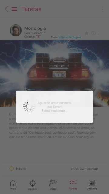 Figura 45: Tela de tarefa e loading de excluir. Fonte: elaborada pelo autor