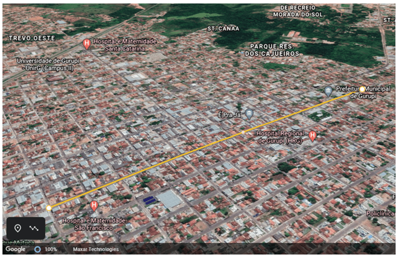 Section de l'Avenida Maranhão étudiée.