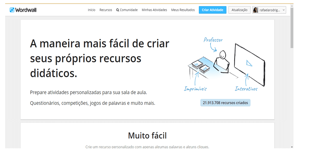 Um site com diversos jogos gratuitos. Wordwall é o nome dele. As nossa