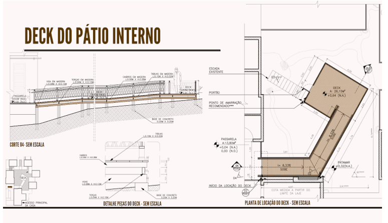Projeto do deck do pátio interno