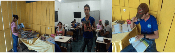 Os alunos do 3º ano do ensino médio em atividades de leitura