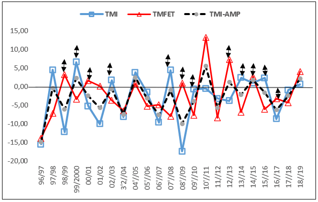 Estado Do Espírito Santo – Mortalidade infantil índices de variação percentual anual das taxas de mortalidade TMI – TMFET – TMI - AMP período (19962019)