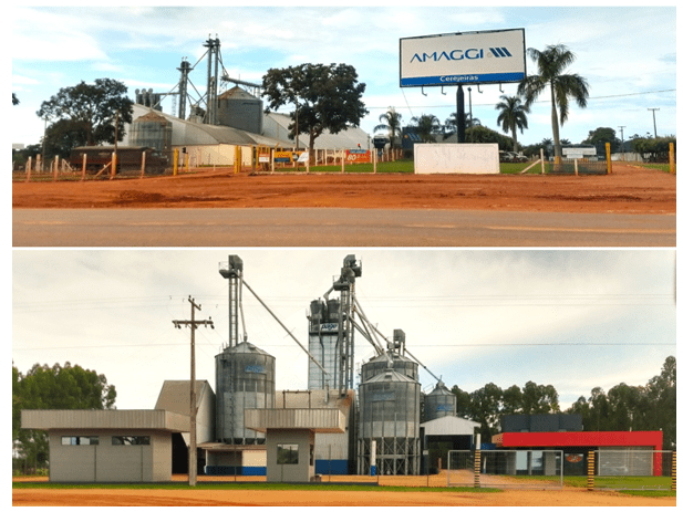 Empresas de produção e o processamento de alimentos na cidade de CerejeirasRO, Amaggi (foto superior) e Rical (foto inferior), 2022.