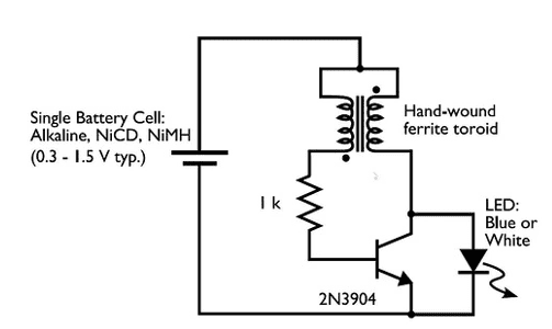 Circuit of low voltage powering LED by EEWeb