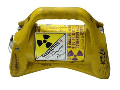 Example of radiation transport container or shielding, used on industrial radiography