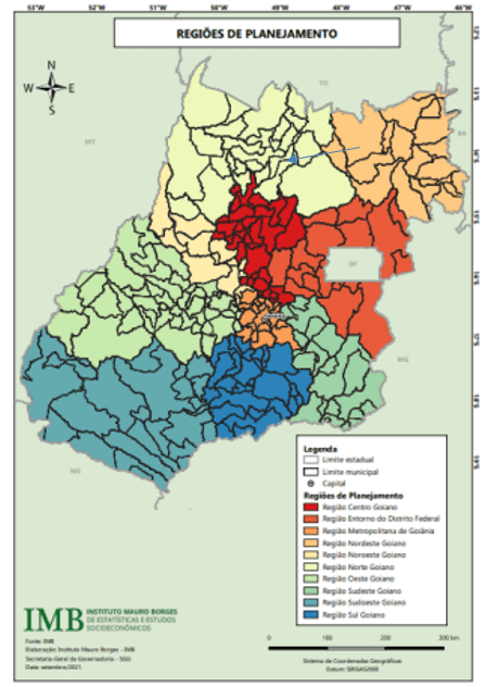 Regiões de Planejamento do Estado de Goiás – 2021