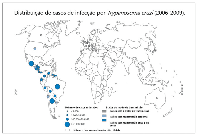 Distribuição de casos de Doenças de Chagas no mundo
