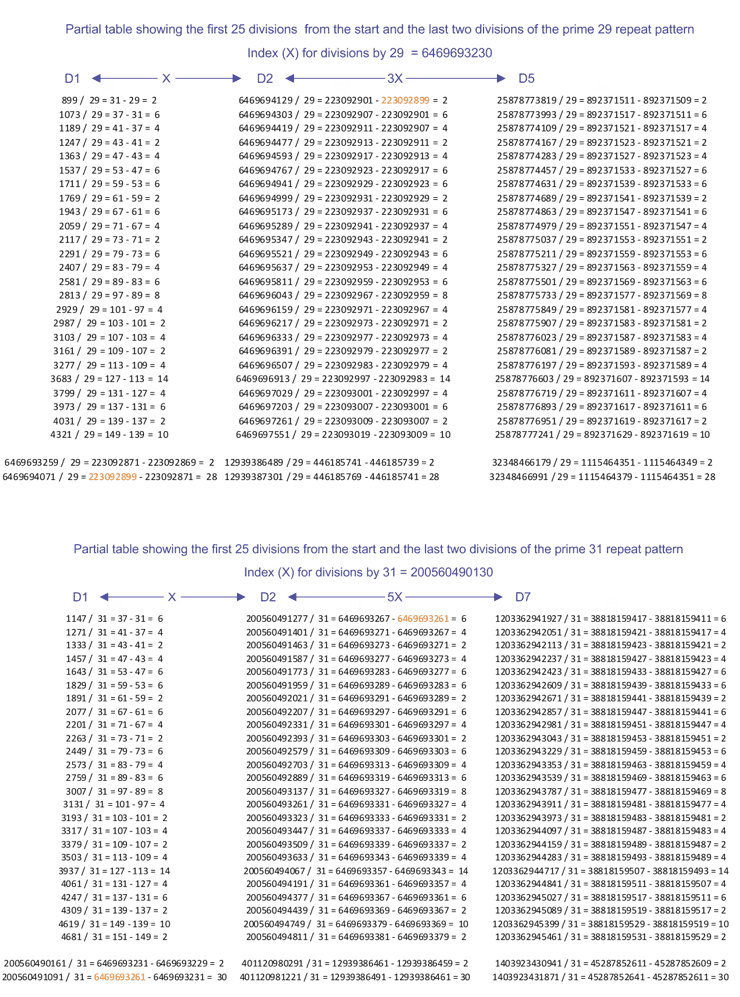 Patterns of repetitions in division by prime numbers