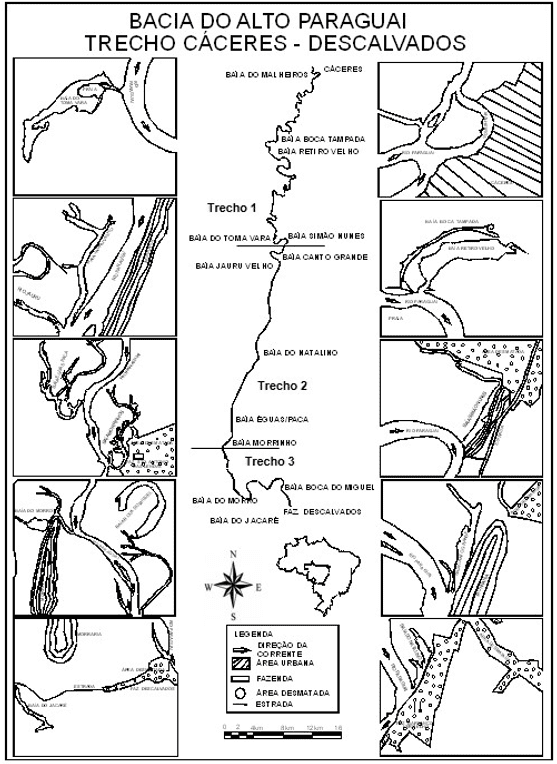 Study area at the Paraguay river, from Caceres municipality to Descalvados Farm, Caceres - MT. Drowned by Landsat, 2008. SEMA-MT