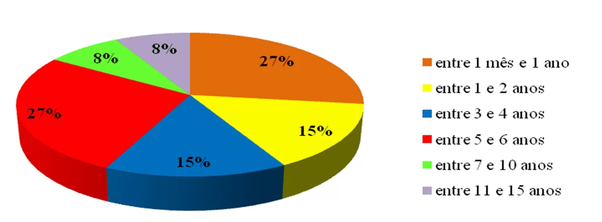 Gráfico 1 – Tempo de atuação dos funcionários na Indumetal. Fonte: Dados da pesquisa realizada em Abril de 2016.
