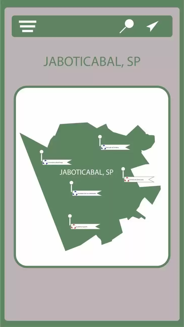 Figura 2 - Pontos de coleta no município de Jaboticabal – SP. Fonte: Próprios Autores