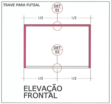 Figura 4 - Localização dos pontos de ancoragem na trave e no piso – Elevação Frontal. Fonte: Projeto do Autor