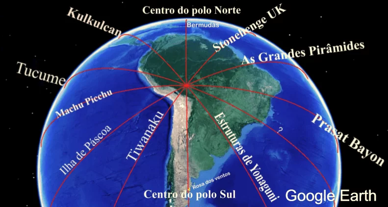 Figura 5 - Alinhamento principal com 12 segmentações. Imagem satelital - Google Earth