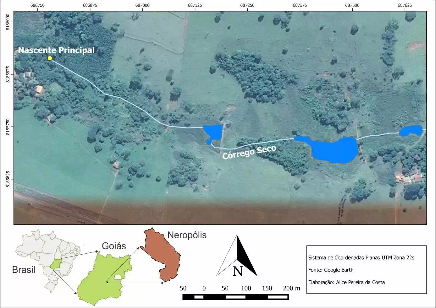 Figura 1 - Imagem de Satélite da Área de Estudo do Trecho 1. Fonte: Google Earth.