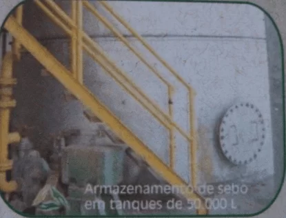 Figura 19: Armazenamento de sebo em tanques de 50.000 L. Fonte: Catálogo disponibilizado pela empresa Grande Rio Reciclagem Ambiental