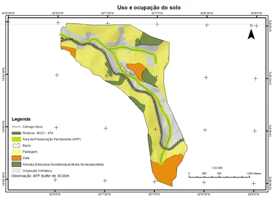 Figura 2 -Mapa de uso e ocupação do solo da Serra da Piedade.