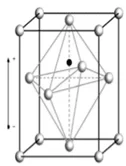 Figura 1 - Exemplo de uma estrutura da Cerâmica PZT tipo Perovskita / Temperatura abaixo de Curie. Fonte: Pereira (2010, p.3)