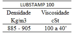 Principais características do lubrificante comercial Lubstamp 100