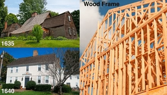 Evolução das casas chegando até ao Wood Frame
