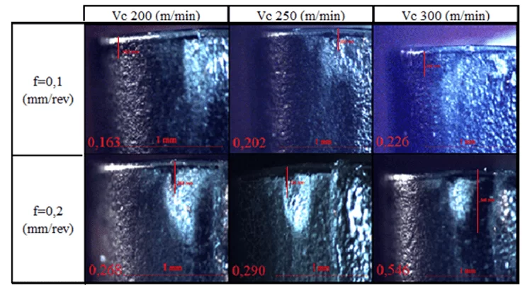 Imagens da superfície de saída da ferramenta MC 6025 (LP).