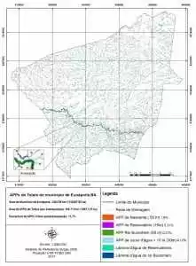 Áreas de preservação permanente totais no município de Eunápolis, BA. Fonte: O autor