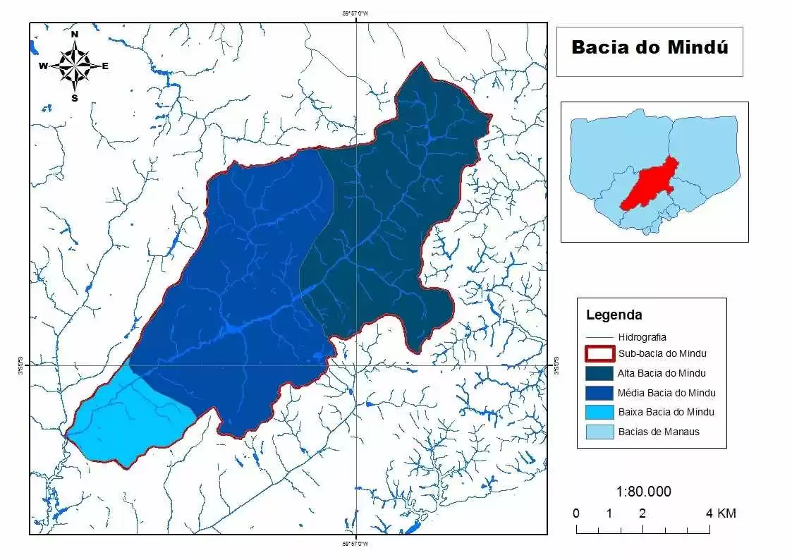 Figura 3 - Mapa da sub-bacia do igarapé do Mindu. Fonte: SEMMAS (2017).
