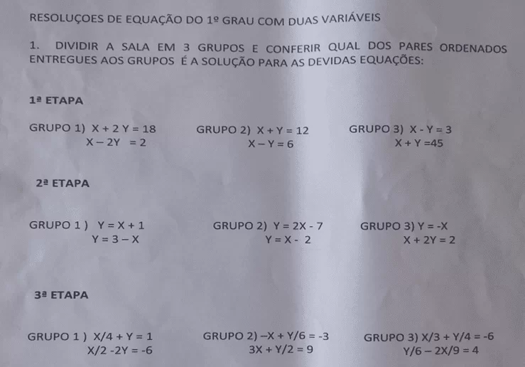 Figura 4 - Exercícios divididos por etapas