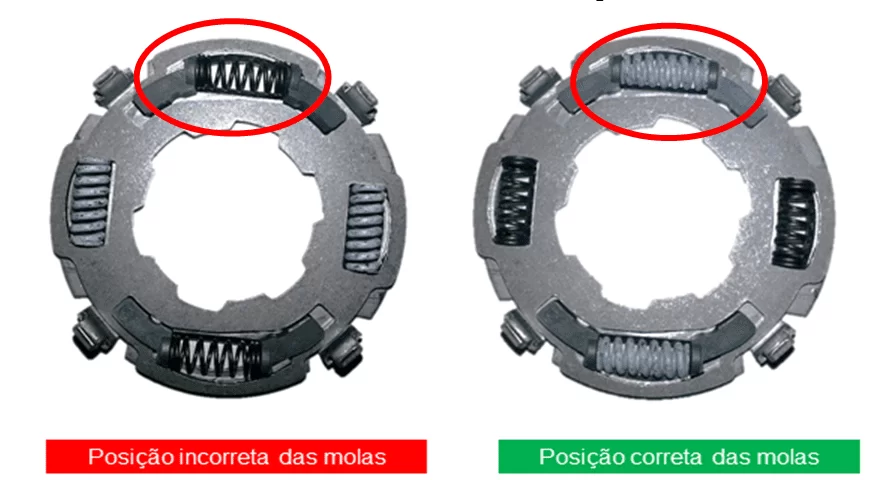 Figura 7 – Inversão na montagem de molas do pré-amortecimento. Fonte: Empresa pesquisada (2013).