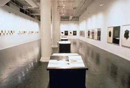 Figure 10 - Mary Kelly, Interim, 1984 – 1989. Installation in four parts. Background left, Postestas, Background right, Corpus. Foreground, History. Dimensions Variable. Installation View, New Museum of Contemporary Art, New York, 1990. [http://www.marykellyartist.com/interim.html]