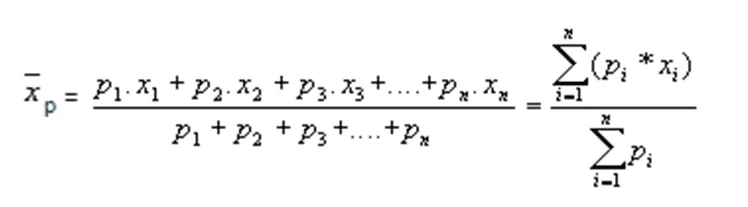 Equação 1 - Média ponderada. Fonte: Estatística básica (Toledo & Ovalle, 2013).